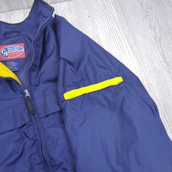 VTG CA College Authentics Michigan Navy and Yellow Full Zip Windbreaker Size Lar - Picture 5 of 11